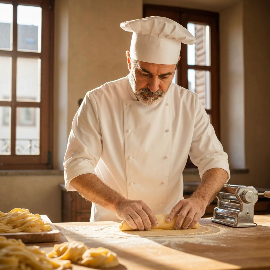 Chef preparing fresh pasta
